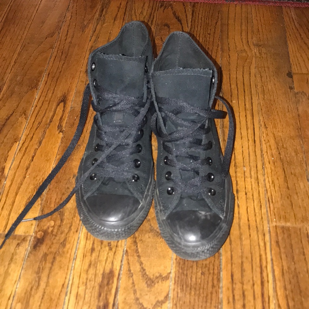 All Black converse high tops